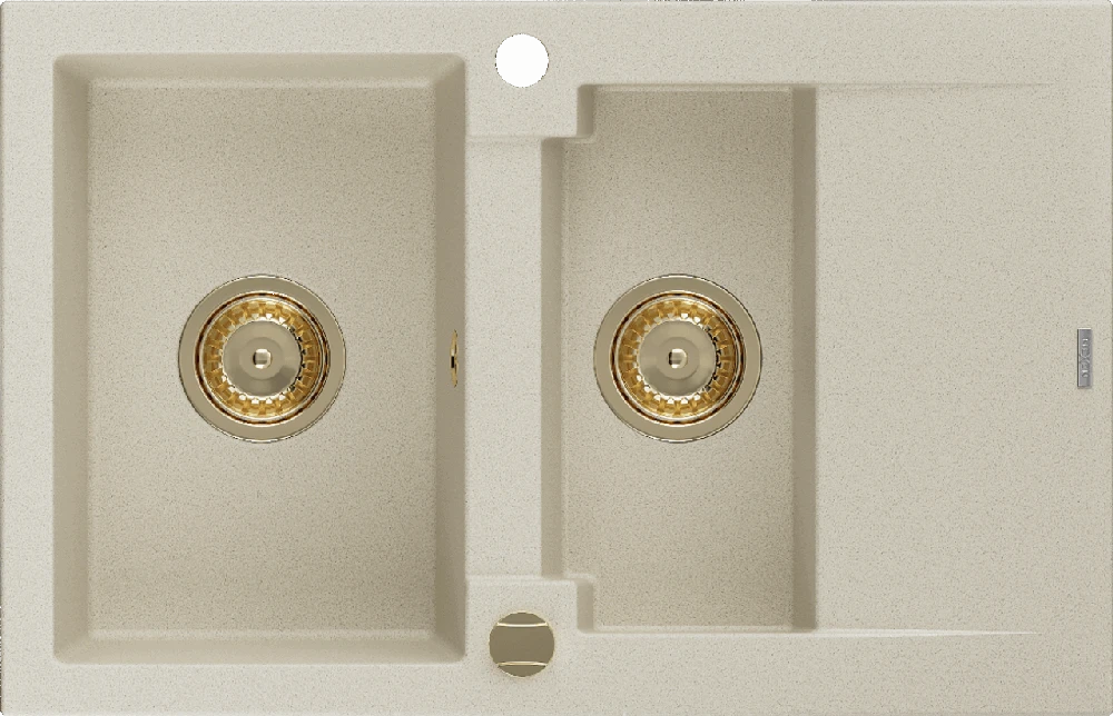 Granitinė virtuvinė plautuvė Mexen Gaspar su sifonu, rusvai gelsvas+Gold, 737 x 475 mm
