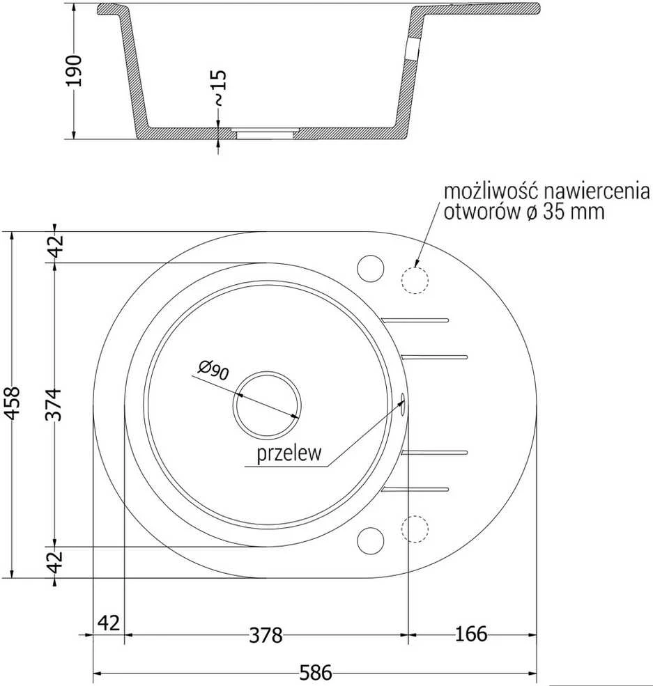 Granitinė virtuvinė plautuvė Mexen Kevin su maišytuvu ir sifonu, Juodas granite+Juodas