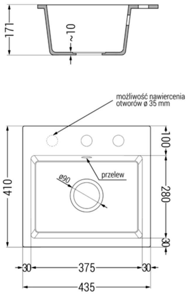 Granitinė virtuvinė plautuvė Mexen Milo su maišytuvu ir sifonu, Pilkas+Juodas(B)