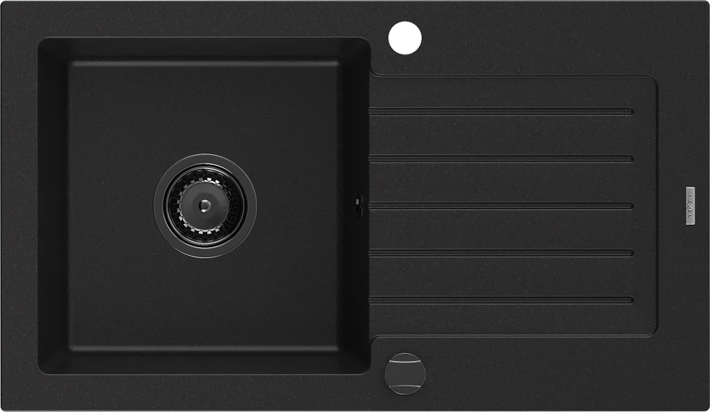Granitinė virtuvinė plautuvė Mexen Pablo su sifonu, Juodas, 752 x 436 mm