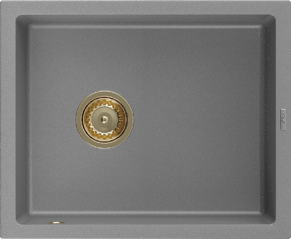 Granitinė virtuvinė plautuvė Mexen Pedro su sifonu, Pilkas+Gold, 560 x 460 mm