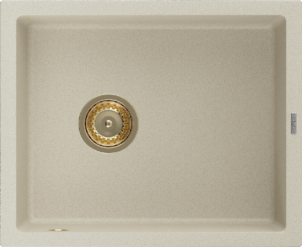 Granitinė virtuvinė plautuvė Mexen Pedro su sifonu, rusvai gelsvas+Gold, 560 x 460 mm