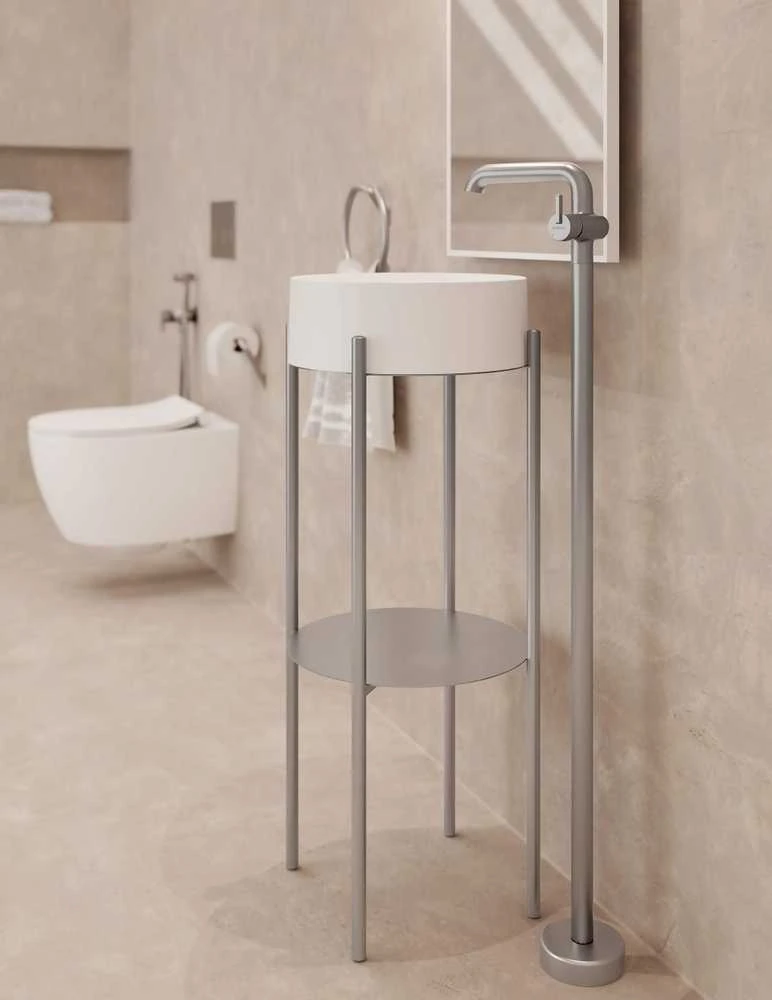 Grindinis praustuvo maišytuvas Deante Silia BQS_F2KK, Brushed steel