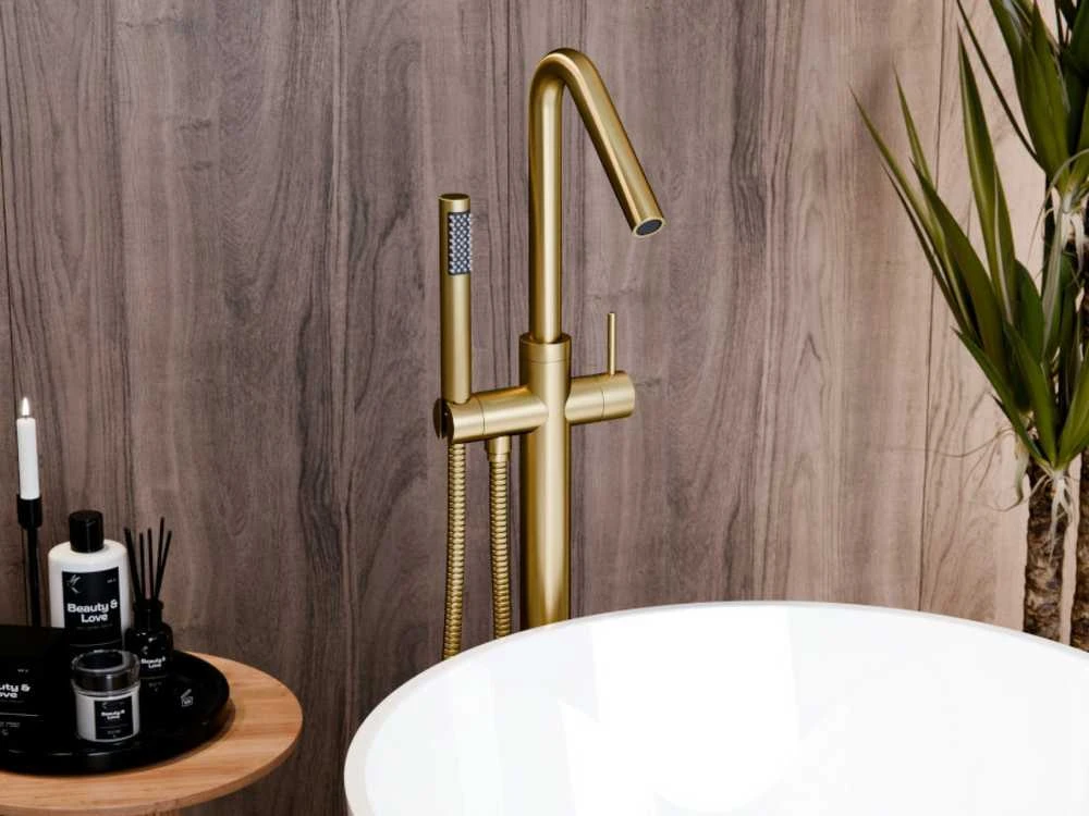 Grindinis vonios maišytuvas Besco Veo 3.0 ColdMode, Brushed Gold