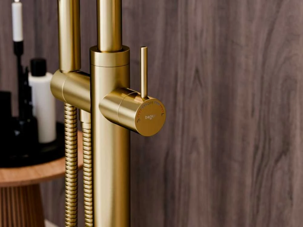 Grindinis vonios maišytuvas Besco Veo 3.0 ColdMode, Brushed Gold
