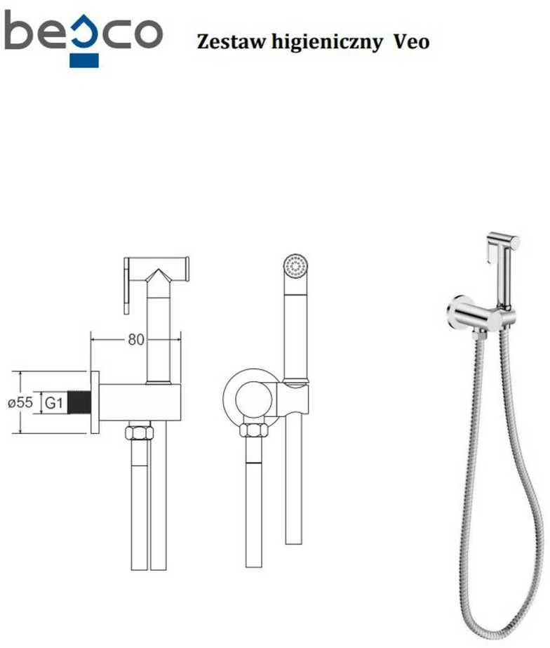 Higieninis bidė dušelio komplektas Besco Veo, Graphite