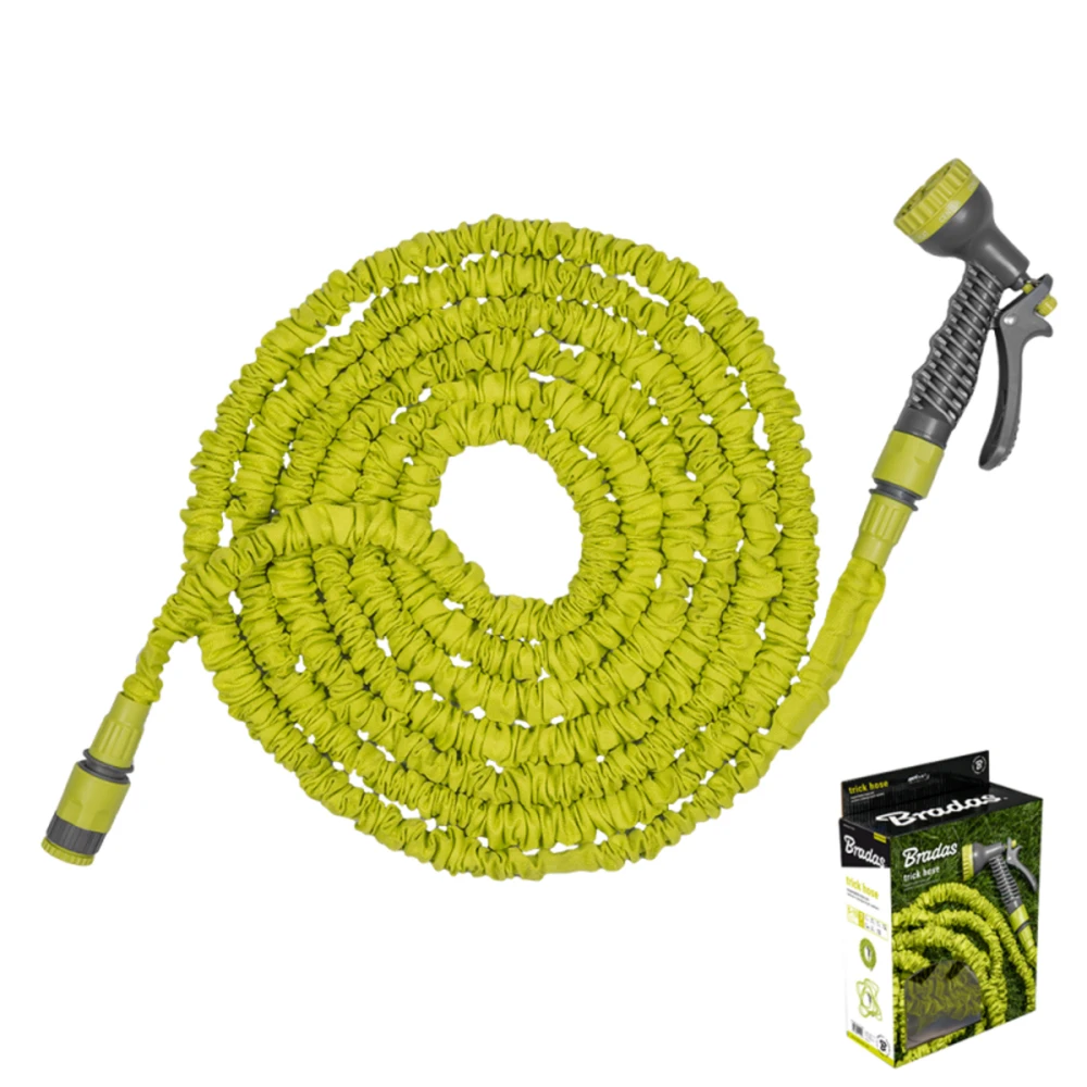 Išsitempianti sodo žarna su purkštuku Bradas Trick Hose 5m-15m, žalsva