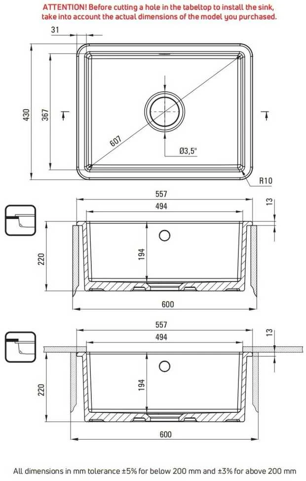 Keraminė virtuvinė plautuvė Deante Lumi ZCU_610C, Baltas