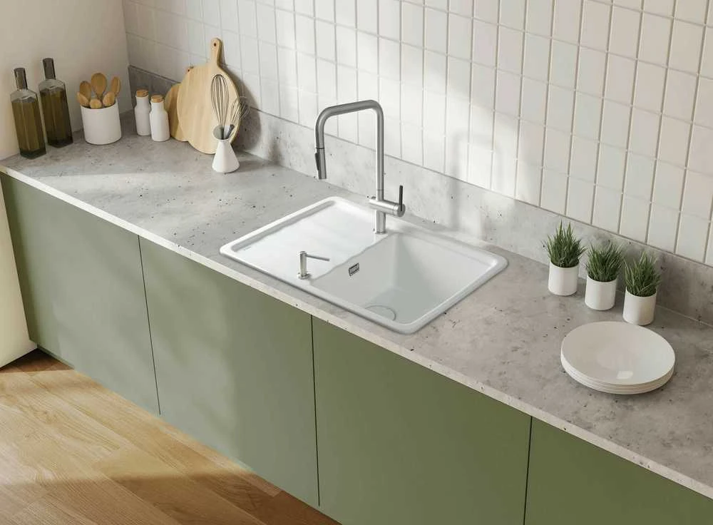 Keraminė virtuvinė plautuvė Deante Momi ZCM_6113, Baltas
