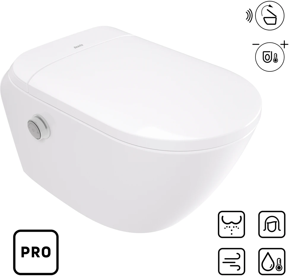 Klozetas Deante Silia Smart Pro su automatiniu dangčiu, CSID6ZPW, Baltas