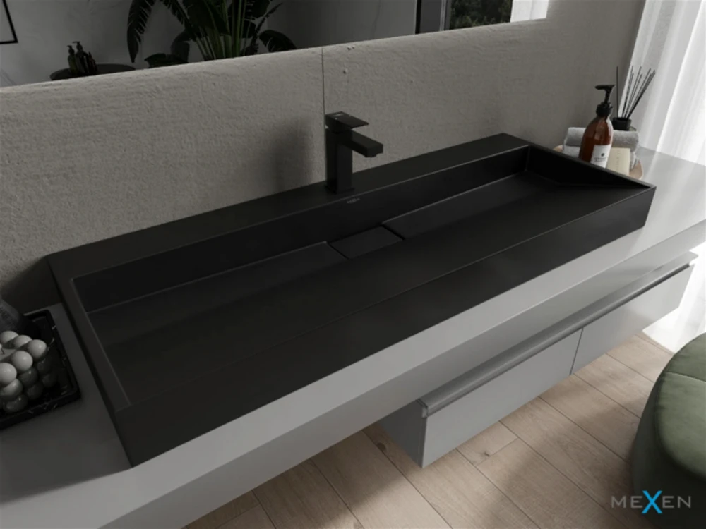 Konglomerato praustuvas Mexen Ava 1/O, 120x46 cm, Juodas mat