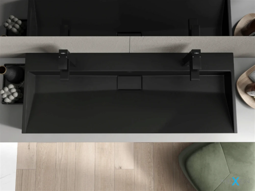 Konglomerato praustuvas Mexen Ava 2/O, 120x46 cm, Juodas mat
