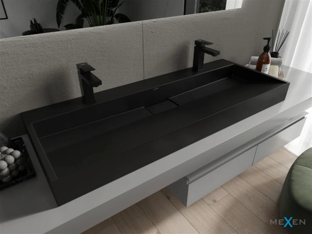 Konglomerato praustuvas Mexen Ava 2/O, 120x46 cm, Juodas mat