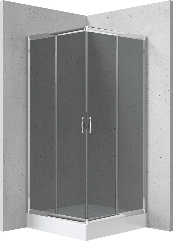 Kvadratinė dušo kabina Deante Funkia su padėklu, 80x80 cm, Chrome/graphite+Baltas