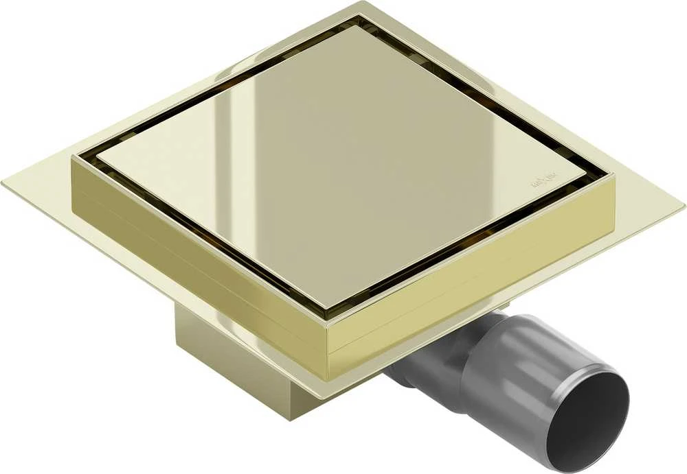 Kvadratinis dušo latakas Mexen Flat, Gold, 15 x 15 cm