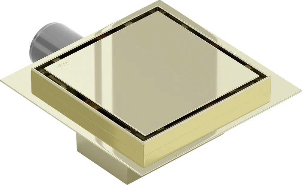 Kvadratinis dušo latakas Mexen Flat, Gold, 12 x 12 cm