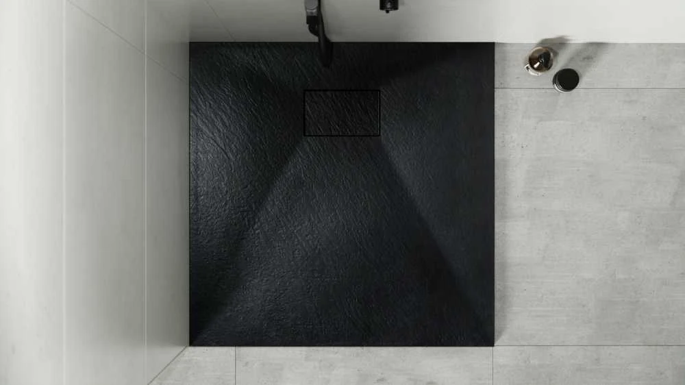 Kvadratinis dušo padėklas Besco Vexo Juodas, 90 x 90 cm