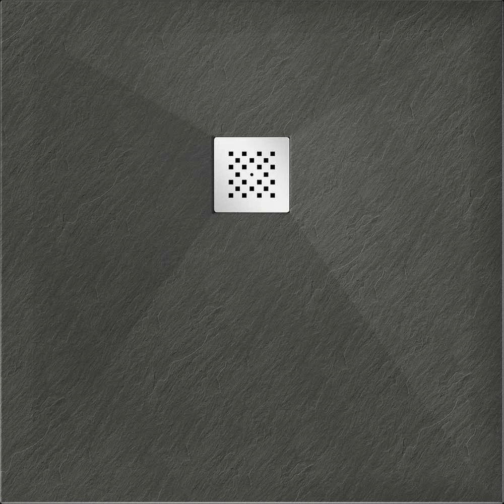 Kvadratinis dušo padėklas Mexen Stone+ su sifonu, Anthracite, 100 x 100 cm