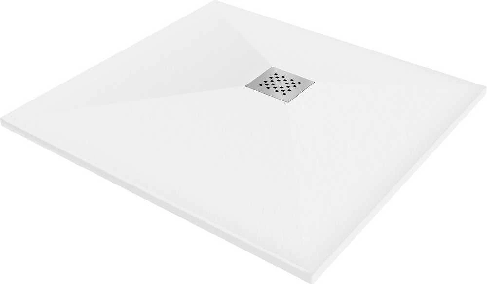 Kvadratinis dušo padėklas Mexen Stone+ su sifonu, Baltas, 100 x 100 cm
