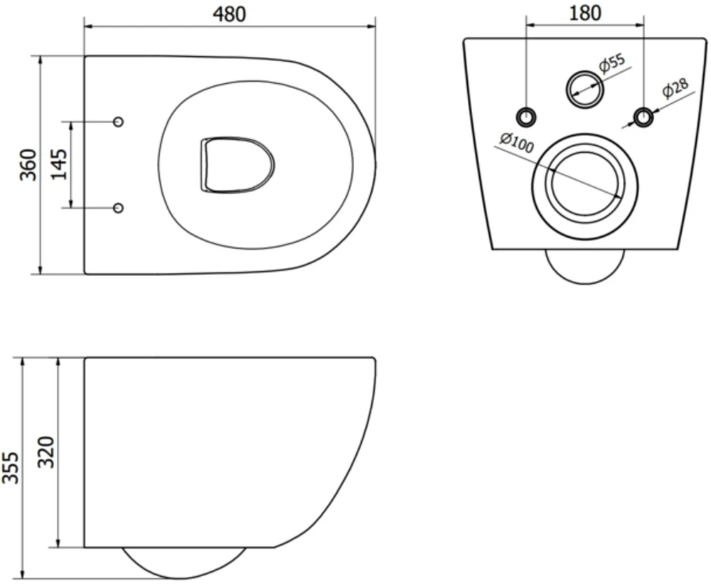 Mexen Lena Rimless Slim Duroplast+ su lėtai nusileidžiančiu dangčiu pakabinamas klozetas, Juodas Matt