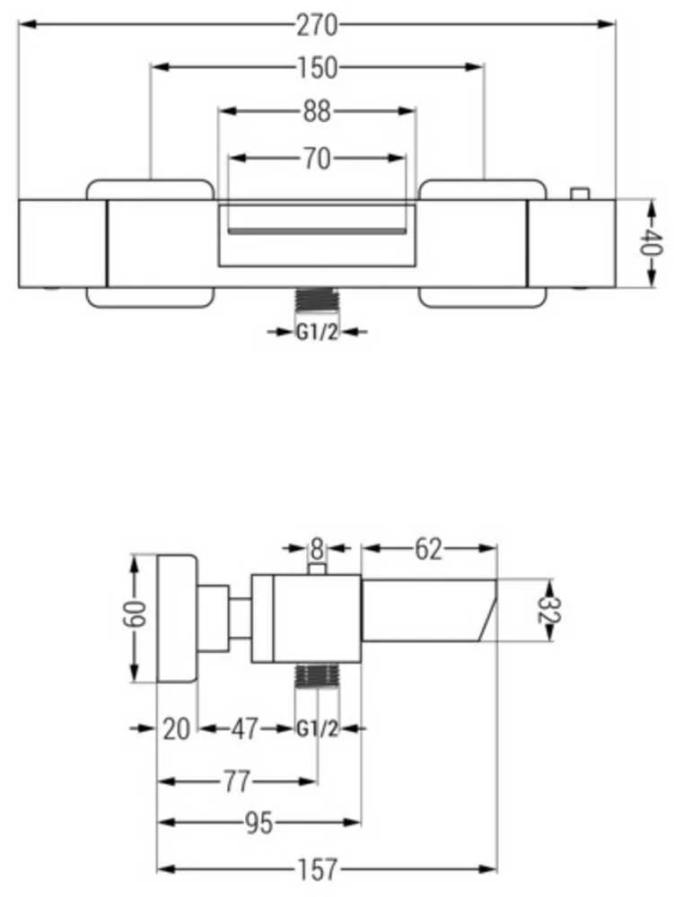 Mexen termostatinis vonios maišytuvas Cube, Rose auksinis