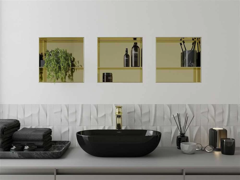 Mexen X-Wall-NR įleidžiama sieninė lentyna 2l, 30x30 cm, Gold