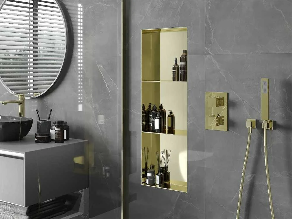 Mexen X-Wall-NR įleidžiama sieninė lentyna 3l, 90x30 cm, Gold