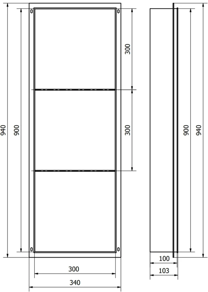 Mexen X-Wall-NR įleidžiama sieninė lentyna 2l, 90x30 cm, Juodas