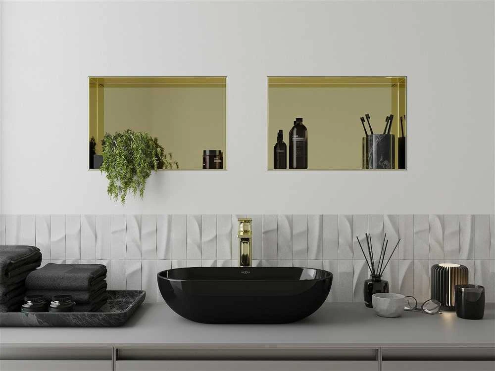 Mexen X-Wall-NR įleidžiama sieninė lentyna, 45x30 cm, Gold