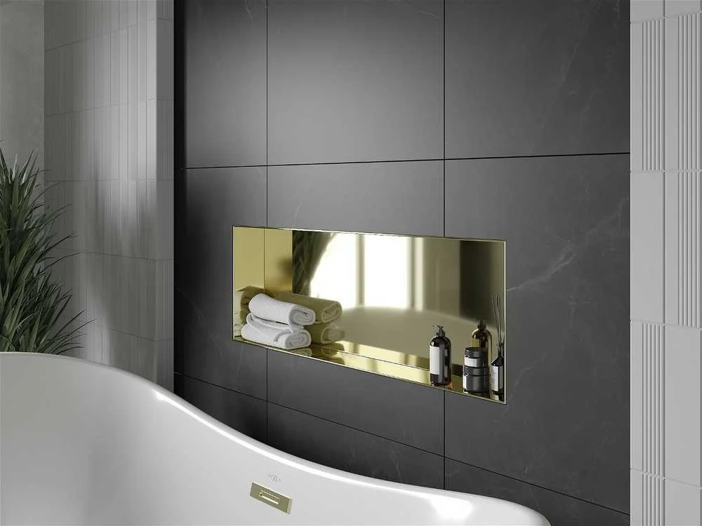 Mexen X-Wall-NR įleidžiama sieninė lentyna, 90x30 cm, Gold