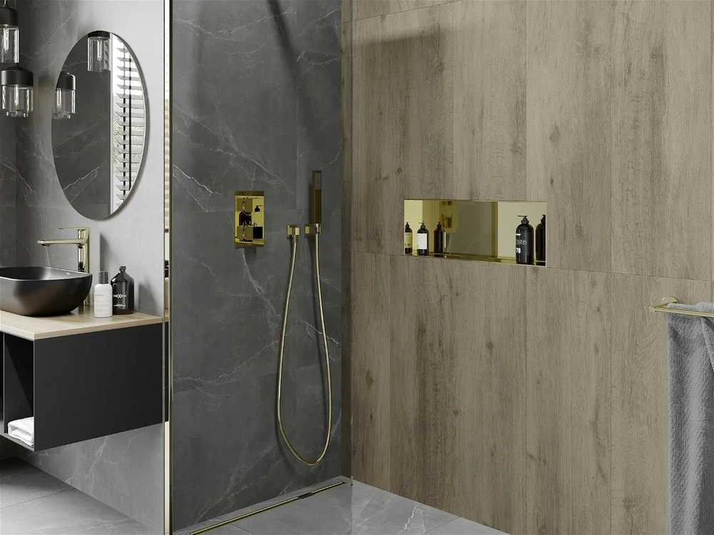 Mexen X-Wall-NR įleidžiama sieninė lentyna, 60x20 cm, Gold