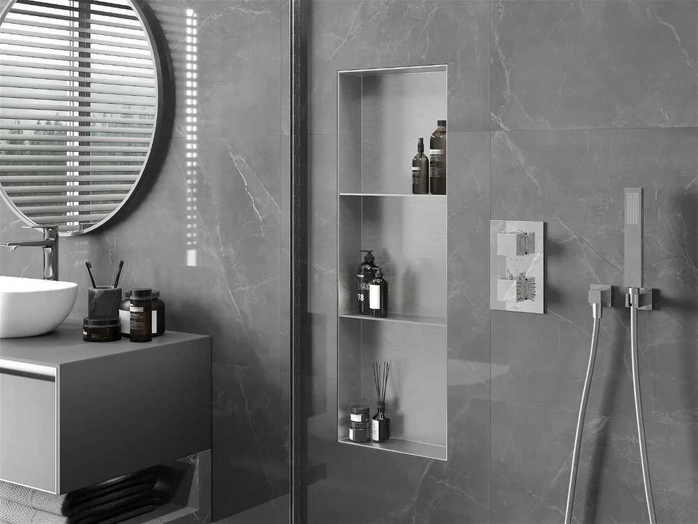 Mexen X-Wall-NR įleidžiama sieninė lentyna 2l, 90x30 cm, Inox