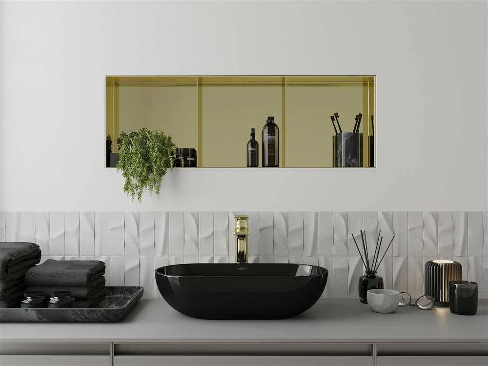 Mexen X-Wall-NR įleidžiama sieninė lentyna 3l, 90x30 cm, Gold