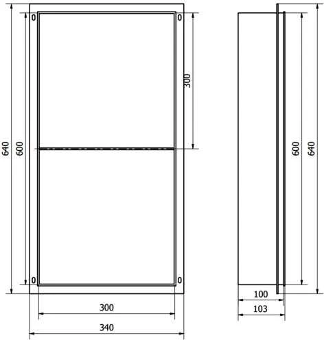 Mexen X-Wall-NR įleidžiama sieninė lentyna 2l, 60x30 cm, Inox