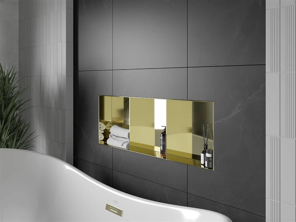 Mexen X-Wall-NR įleidžiama sieninė lentyna 3l, 90x30 cm, Gold
