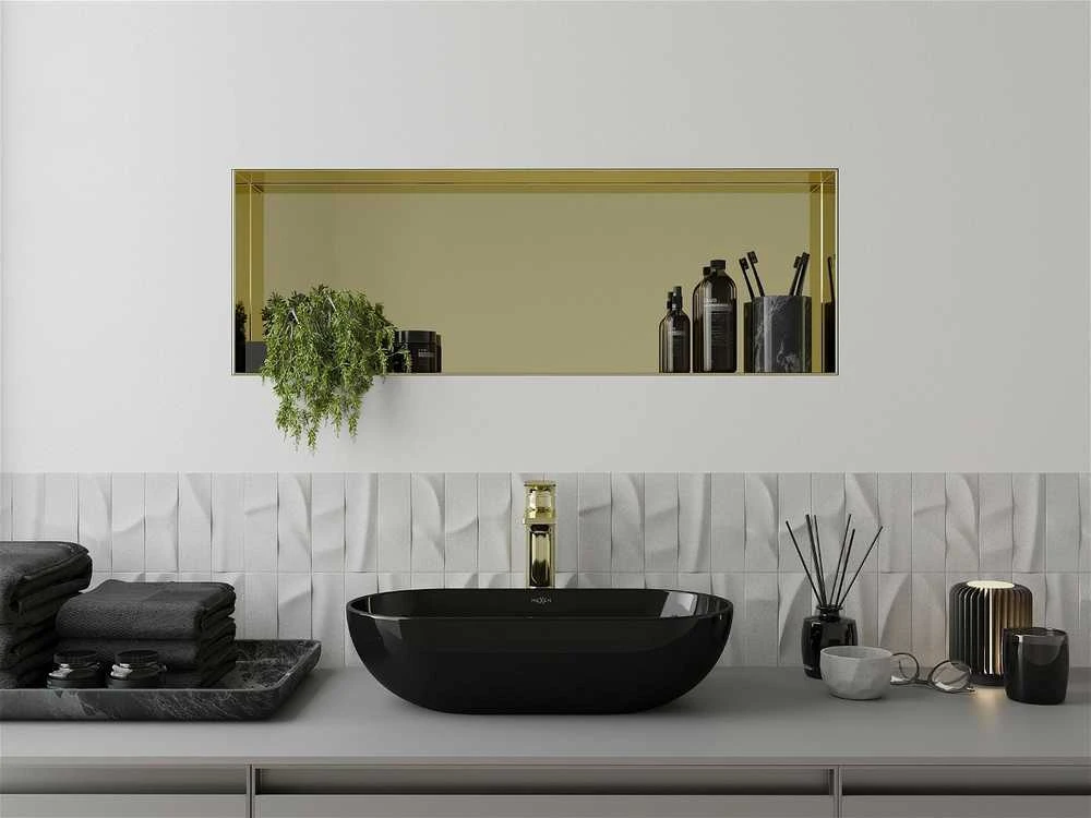 Mexen X-Wall-NR įleidžiama sieninė lentyna, 90x30 cm, Gold