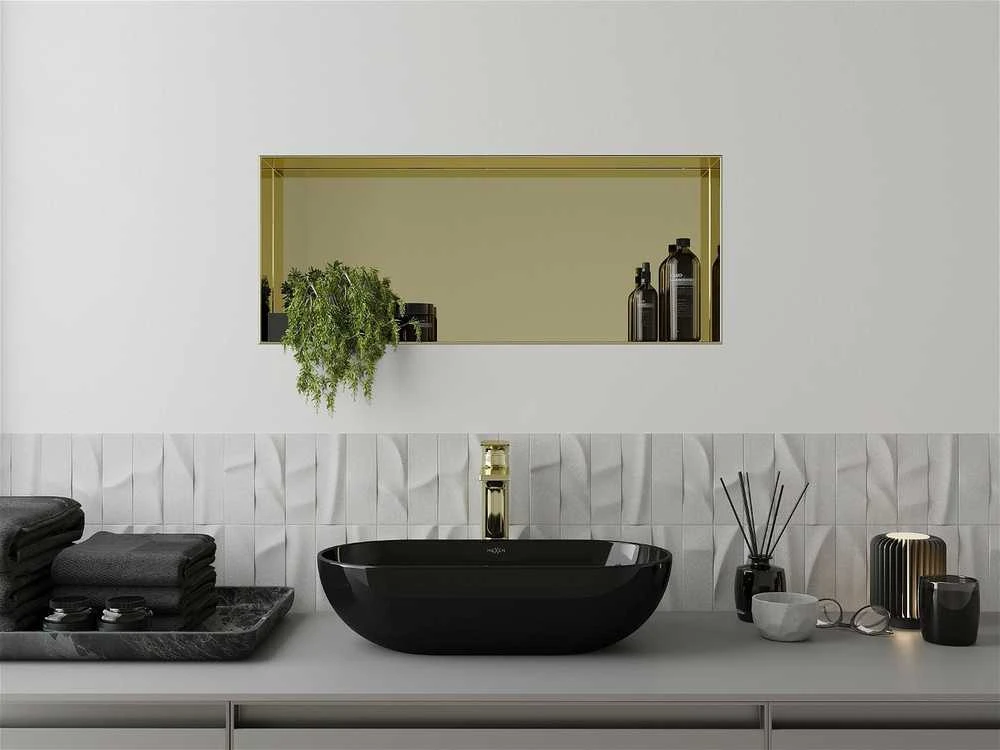 Mexen X-Wall-NR įleidžiama sieninė lentyna, 75x30 cm, Gold