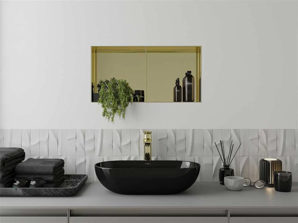 Mexen X-Wall-NR įleidžiama sieninė lentyna 2l, 60x30 cm, Gold