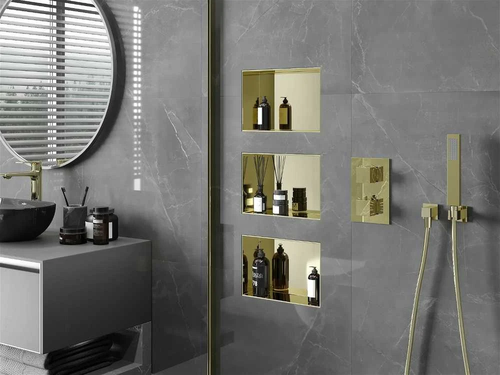 Mexen X-Wall-NR įleidžiama sieninė lentyna, 30x20 cm, Gold