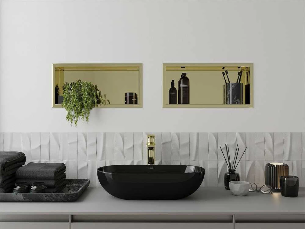 Mexen X-Wall-R įleidžiama sieninė lentyna, 45x20 cm, Gold