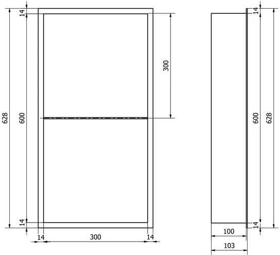 Mexen X-Wall-R įleidžiama sieninė lentyna 2l, 60x30 cm, Baltas