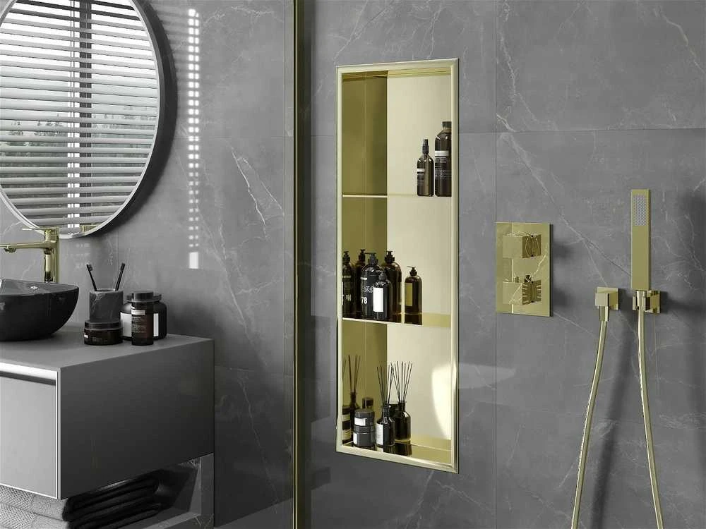 Mexen X-Wall-R įleidžiama sieninė lentyna 3l, 90x30 cm, Gold