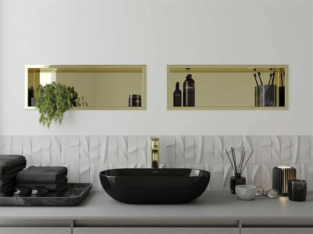 Mexen X-Wall-R įleidžiama sieninė lentyna, 60x20 cm, Gold