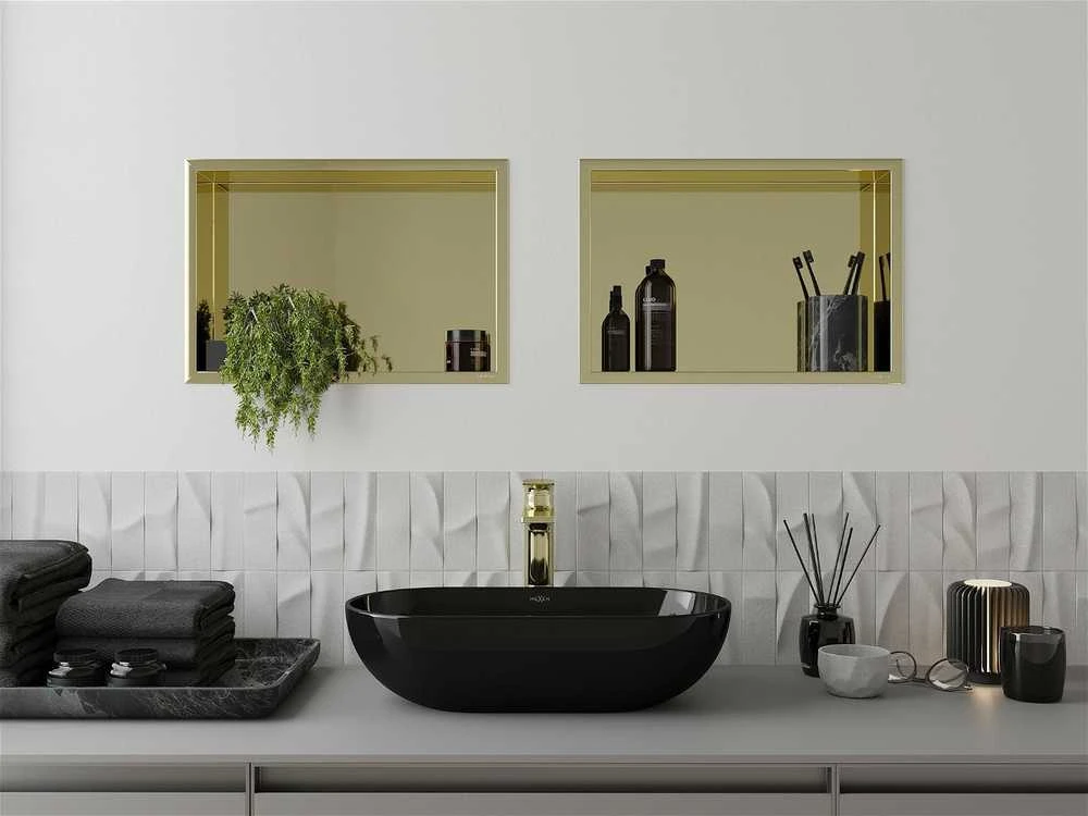 Mexen X-Wall-R įleidžiama sieninė lentyna, 45x30 cm, Gold