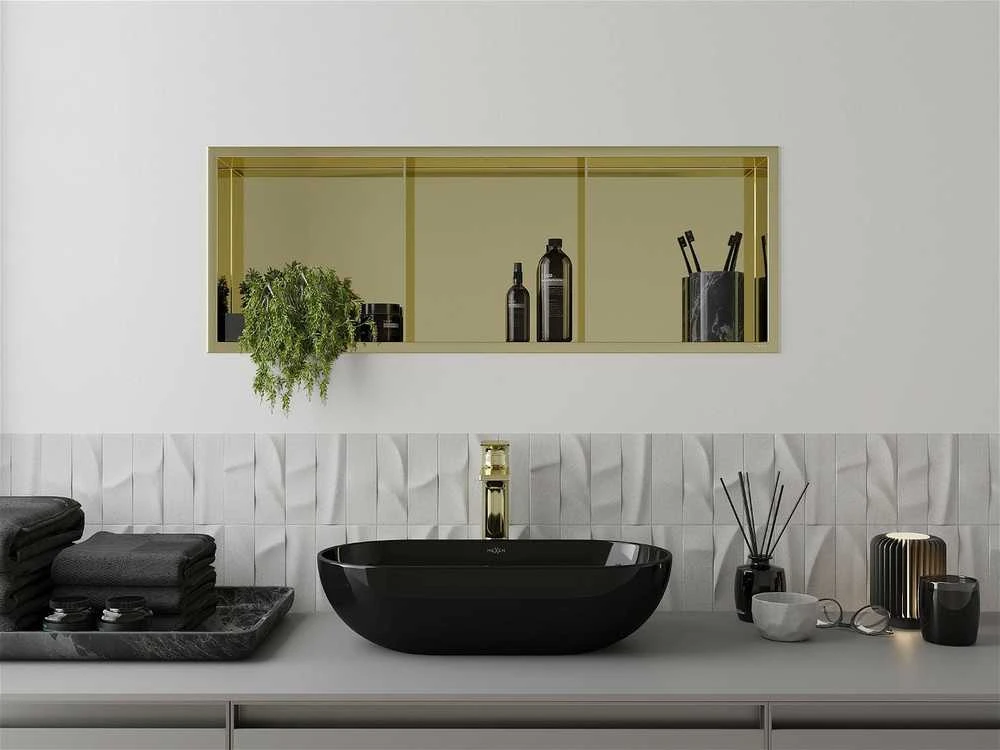 Mexen X-Wall-R įleidžiama sieninė lentyna 3l, 90x30 cm, Gold