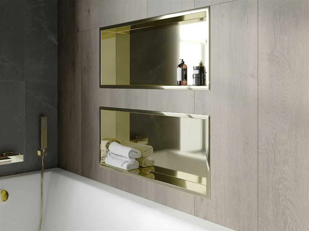 Mexen X-Wall-R įleidžiama sieninė lentyna, 75x30 cm, Gold