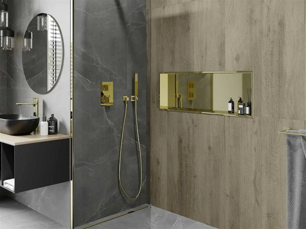 Mexen X-Wall-R įleidžiama sieninė lentyna, 90x30 cm, Gold