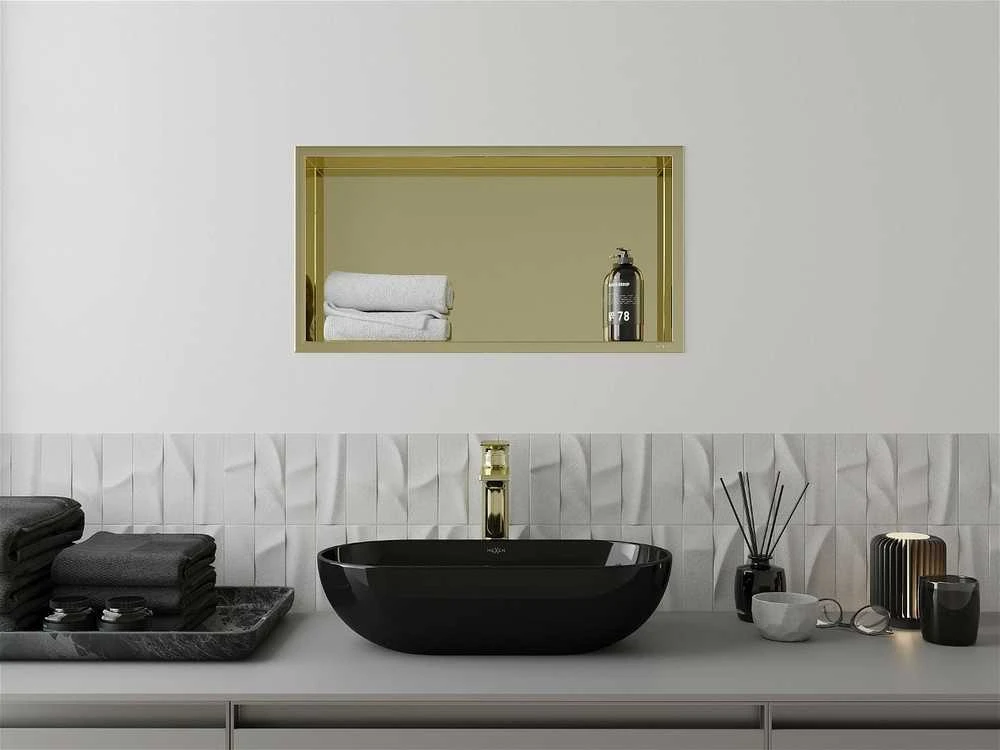 Mexen X-Wall-R įleidžiama sieninė lentyna, 60x30 cm, Gold