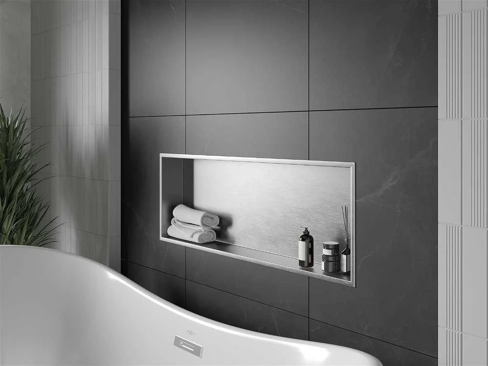 Mexen X-Wall-R įleidžiama sieninė lentyna, 90x30 cm, Inox