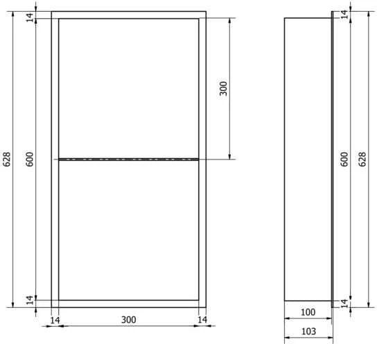 Mexen X-Wall-R įleidžiama sieninė lentyna 2l, 60x30 cm, Inox